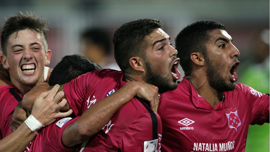 Wanderers players celebrate as the team books its passage to the next Libertadores Cup round. (Sportal)