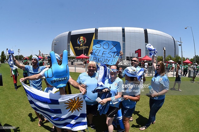 Celeste fans celebrating before the opening clash against Mexico. (Getty Images)